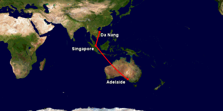 Bay từ Đà Nẵng đến Adelaide qua Singapore