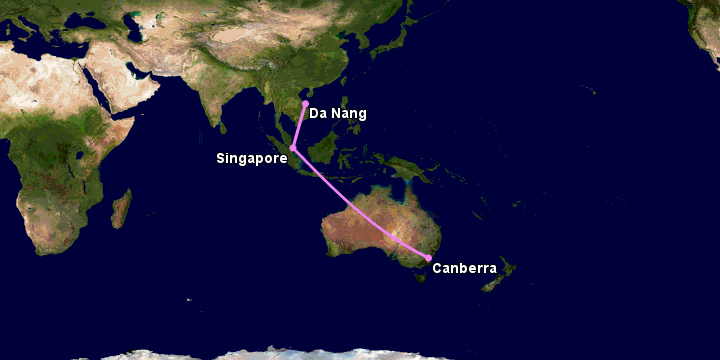 Bay từ Đà Nẵng đến Canberra qua Singapore