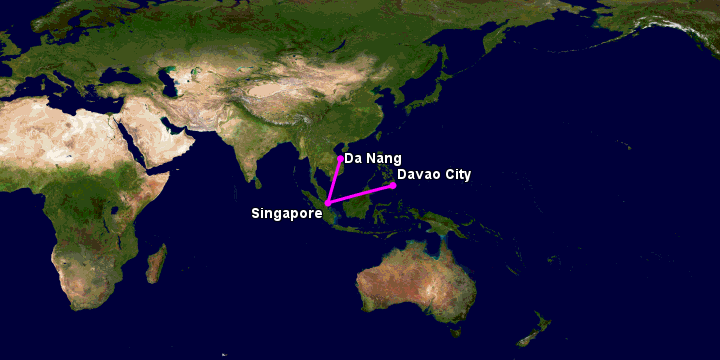 Bay từ Đà Nẵng đến Davao qua Singapore