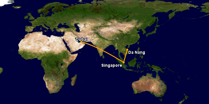 Bay từ Đà Nẵng đến Dubai qua Singapore