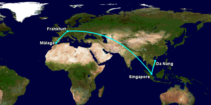 Bay từ Đà Nẵng đến Malaga qua Singapore, Frankfurt