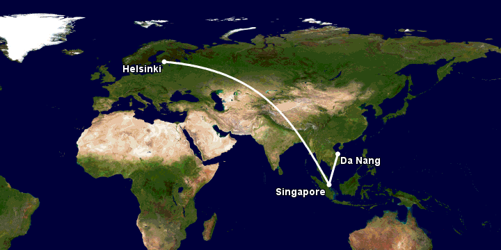 Bay từ Đà Nẵng đến Helsinki qua Singapore