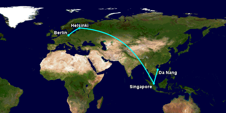 Bay từ Đà Nẵng đến Berlin qua Singapore, Helsinki