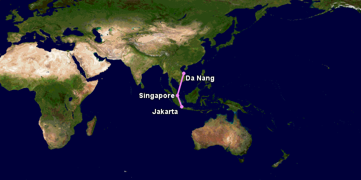 Bay từ Đà Nẵng đến Jakarta qua Singapore