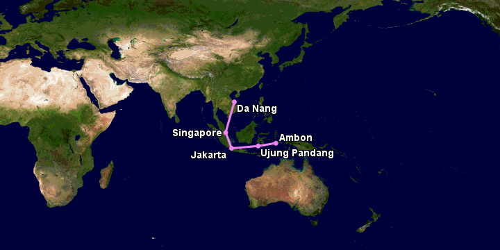Bay từ Đà Nẵng đến Ambon qua Singapore, Jakarta, Makassar