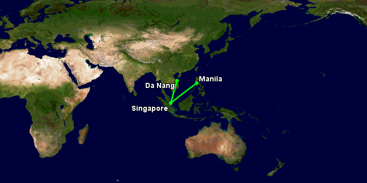 Bay từ Đà Nẵng đến Manila qua Singapore