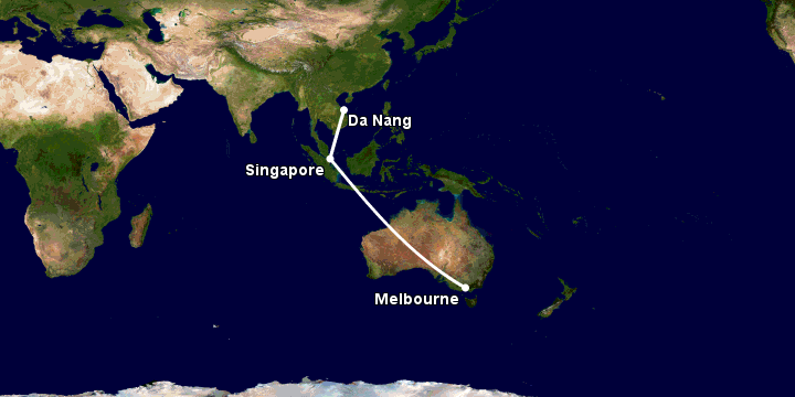 Bay từ Đà Nẵng đến Melbourne qua Singapore
