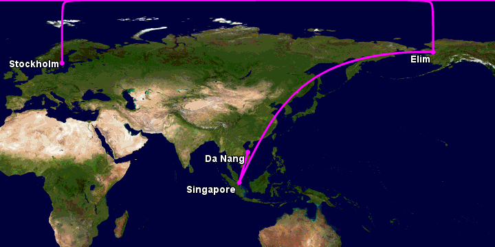 Bay từ Đà Nẵng đến Stockholm qua Singapore, Moscow