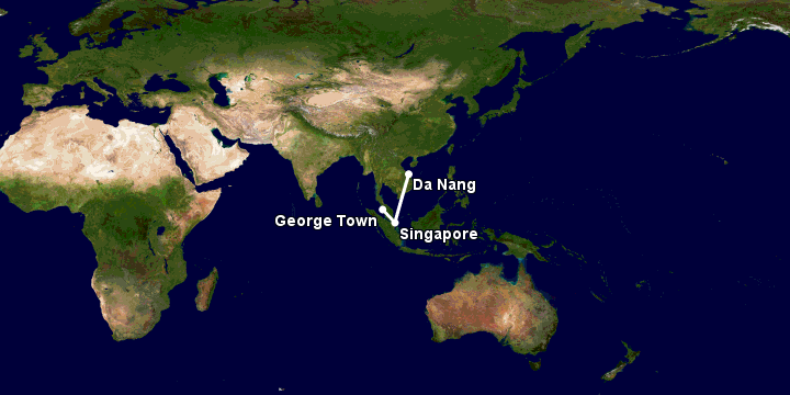 Bay từ Đà Nẵng đến Penang qua Singapore