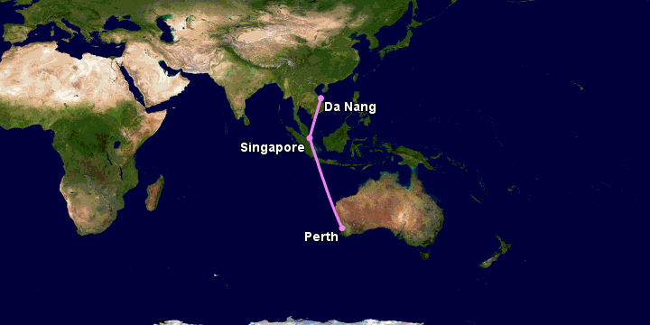 Bay từ Đà Nẵng đến Perth qua Singapore
