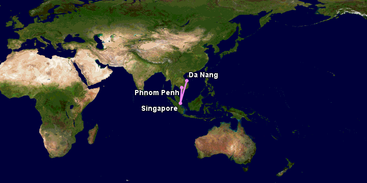 Bay từ Đà Nẵng đến Phnom Penh qua Singapore