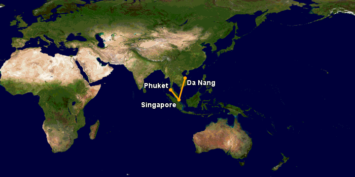 Bay từ Đà Nẵng đến Phuket qua Singapore