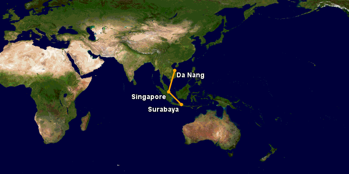 Bay từ Đà Nẵng đến Surabaya qua Singapore