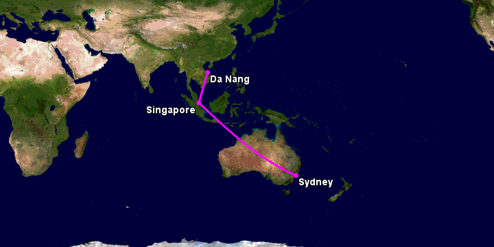Bay từ Đà Nẵng đến Sydney qua Singapore