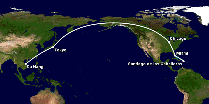 Bay từ Đà Nẵng đến Santiago Do qua Tokyo, Chicago, Miami