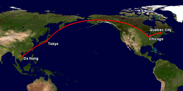 Bay từ Đà Nẵng đến Quebec qua Tokyo, Chicago