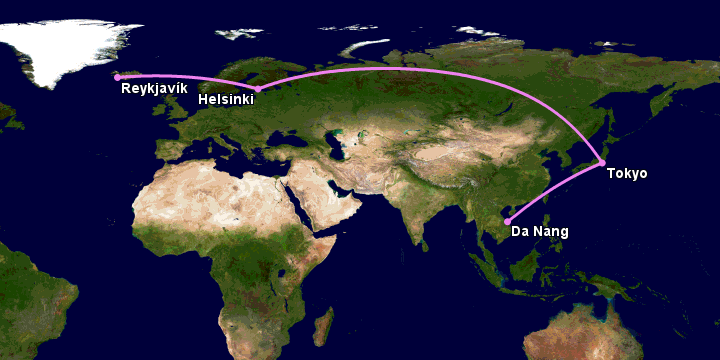 Bay từ Đà Nẵng đến Reykjavik qua Tokyo, Helsinki