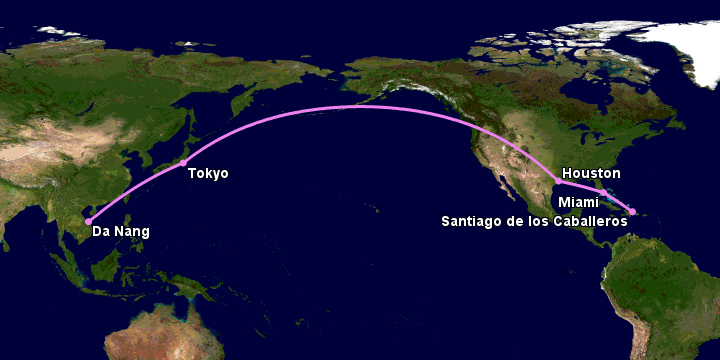 Bay từ Đà Nẵng đến Santiago Do qua Tokyo, Houston, Miami