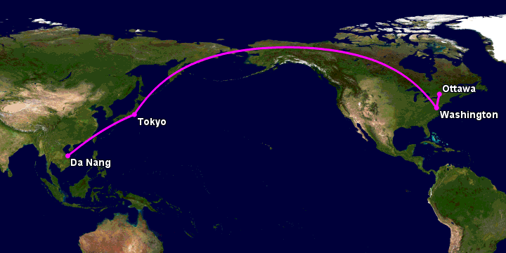 Bay từ Đà Nẵng đến Ottawa qua Tokyo, Washington DC