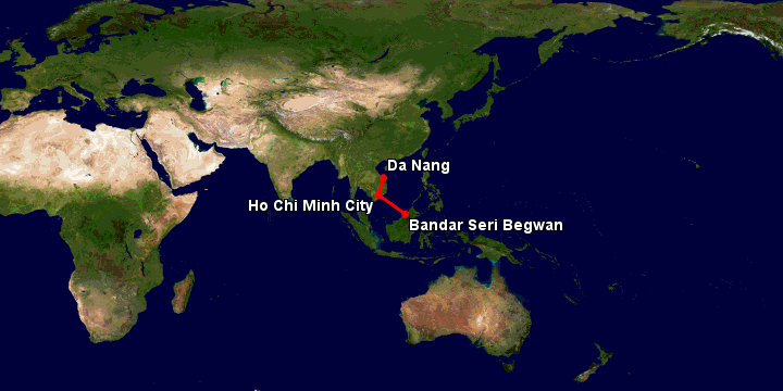 Bay từ Đà Nẵng đến Bandar Seri Begawan qua TP HCM