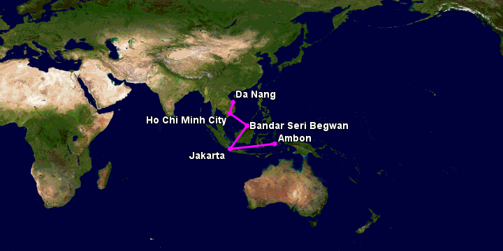 Bay từ Đà Nẵng đến Ambon qua TP HCM, Bandar Seri Begawan, Jakarta