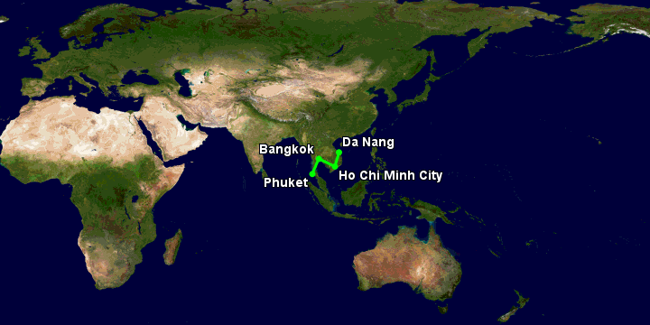Bay từ Đà Nẵng đến Phuket qua TP HCM, Bangkok