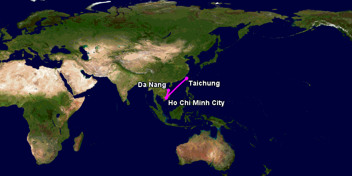 Bay từ Đà Nẵng đến Đài Trung qua TP HCM