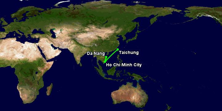Bay từ Đà Nẵng đến Đài Trung qua TP HCM