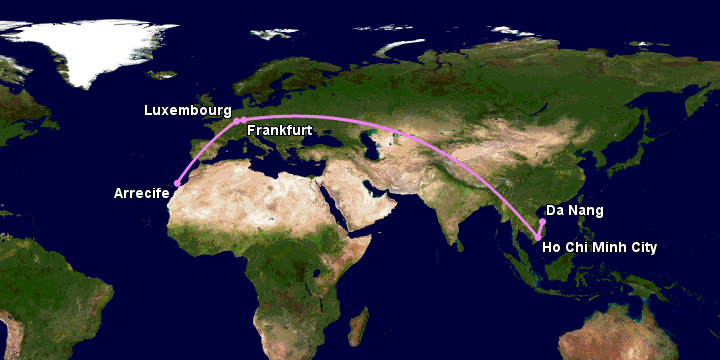 Bay từ Đà Nẵng đến Lanzarote qua TP HCM, Frankfurt, Luxembourg City