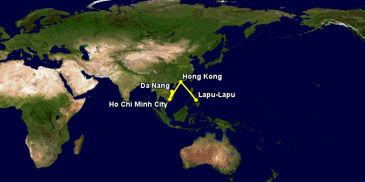 Bay từ Đà Nẵng đến Cebu qua TP HCM, Hong Kong