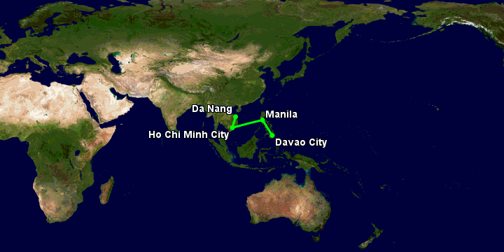 Bay từ Đà Nẵng đến Davao qua TP HCM, Manila