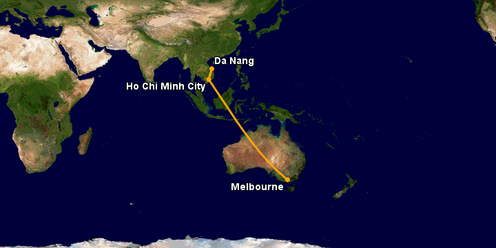 Bay từ Đà Nẵng đến Melbourne qua TP HCM