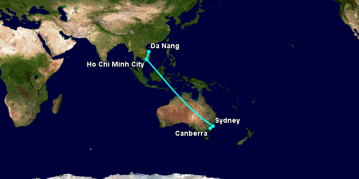 Bay từ Đà Nẵng đến Canberra qua TP HCM, Sydney
