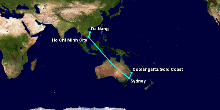 Bay từ Đà Nẵng đến Gold Coast qua TP HCM, Sydney