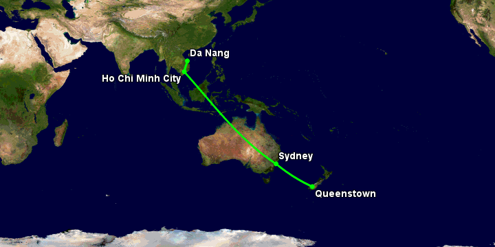 Bay từ Đà Nẵng đến Queenstown qua TP HCM, Sydney