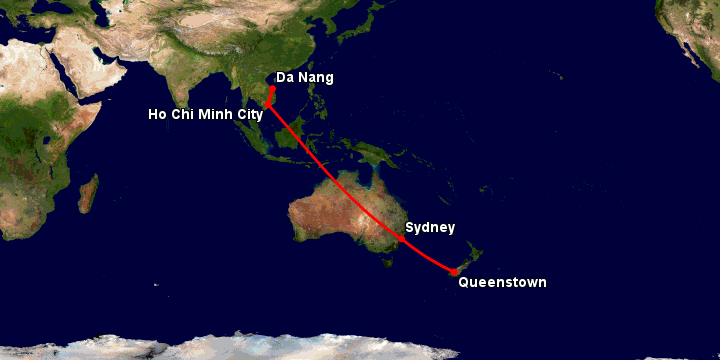 Bay từ Đà Nẵng đến Queenstown qua TP HCM, Sydney