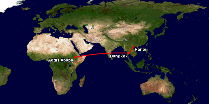 Bay từ Hà Nội đến Addis Ababa qua Bangkok