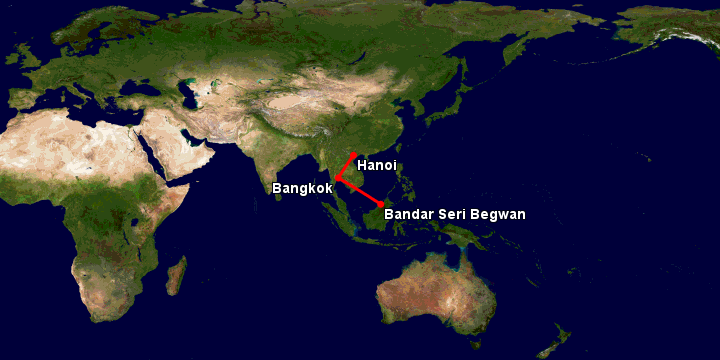 Bay từ Hà Nội đến Bandar Seri Begawan qua Bangkok