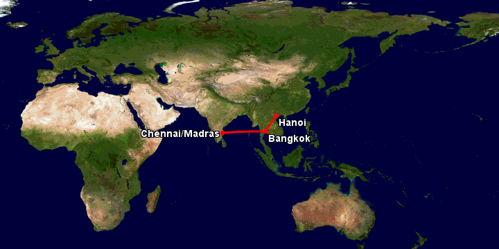 Bay từ Hà Nội đến Chennai qua Bangkok