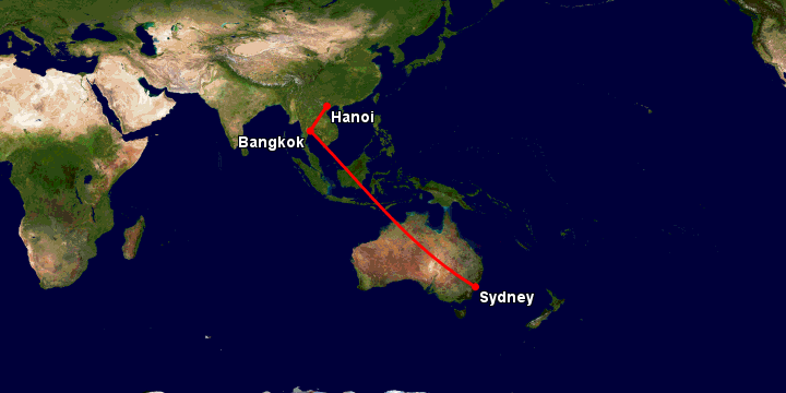 Bay từ Hà Nội đến Sydney qua Bangkok