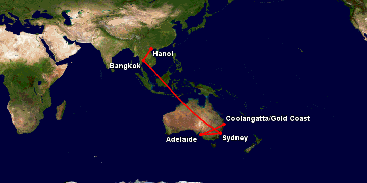 Bay từ Hà Nội đến Gold Coast qua Bangkok, Sydney, Adelaide