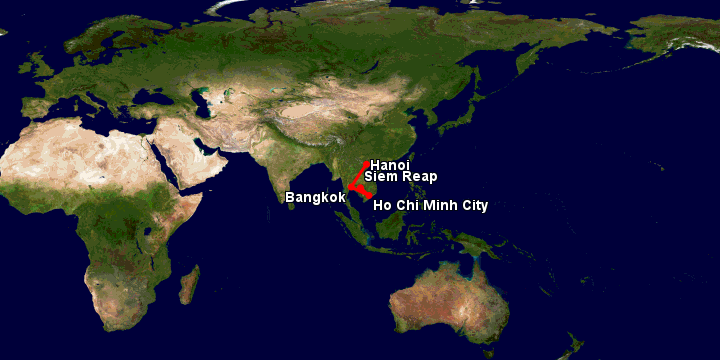 Bay từ Hà Nội đến Siem Reap qua Bangkok, Tp.HCM