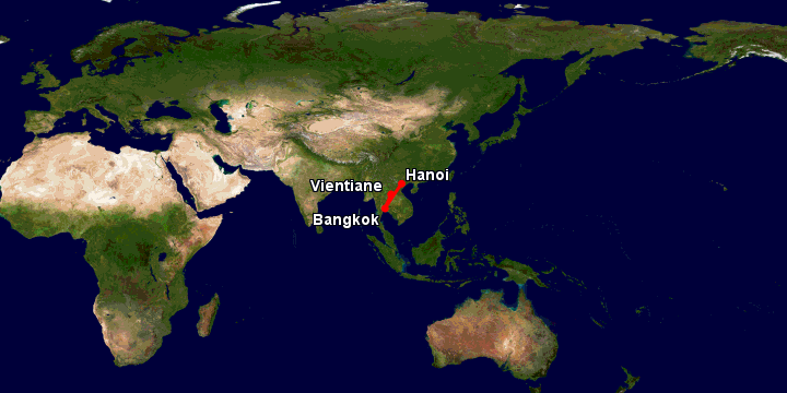 Bay từ Hà Nội đến Vientiane qua Bangkok, Vientiane