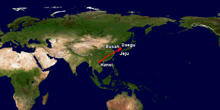 Bay từ Hà Nội đến Daegu qua Busan, Jeju City
