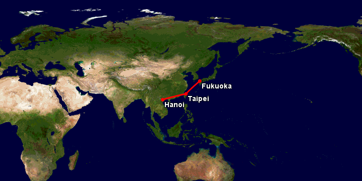 Bay từ Hà Nội đến Fukuoka qua Đài Bắc