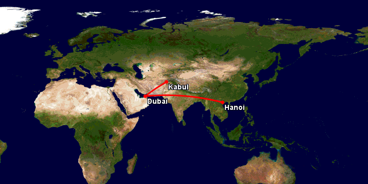 Bay từ Hà Nội đến Kabul qua Dubai