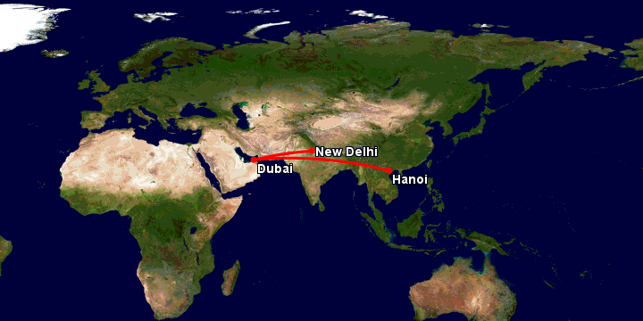 Bay từ Hà Nội đến Delhi qua Dubai, New Delhi