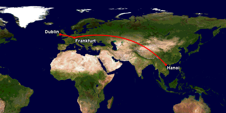 Bay từ Hà Nội đến Dublin qua Frankfurt