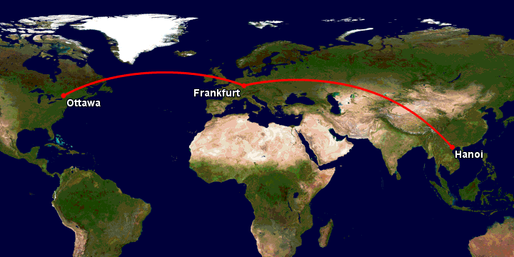 Bay từ Hà Nội đến Ottawa qua Frankfurt