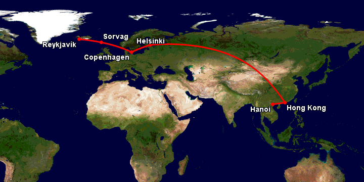 Bay từ Hà Nội đến Reykjavik qua Hong Kong, Helsinki, Copenhagen, Faroe Islands